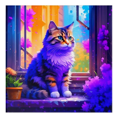 Cute Cat Sitting in Window Ai Art