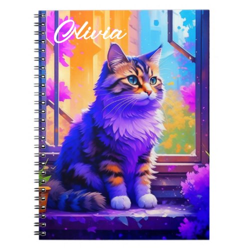 Cute Cat Sitting in Window Ai Art Notebook