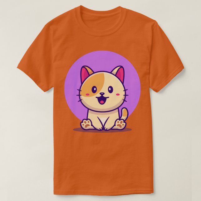 Cute Cat Sitting T-Shirt (Design Front)