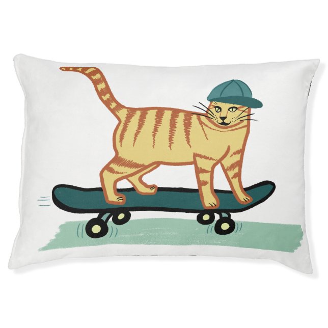 Cute Cat Skateboarding Pet Bed (Front)
