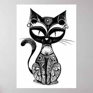 Cute cat sketch poster