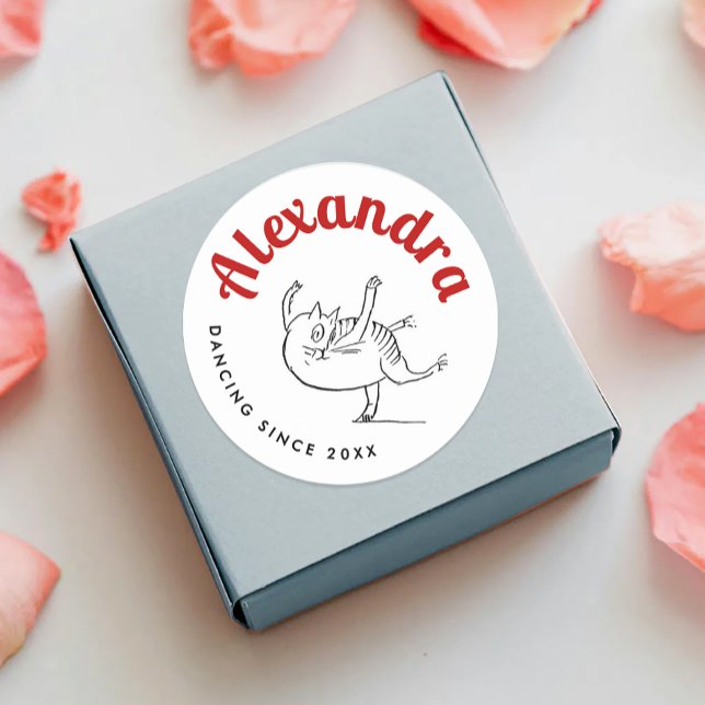 Cute Cat Sketch Red And White Edward Lear Classic Round Sticker (Creator Uploaded)