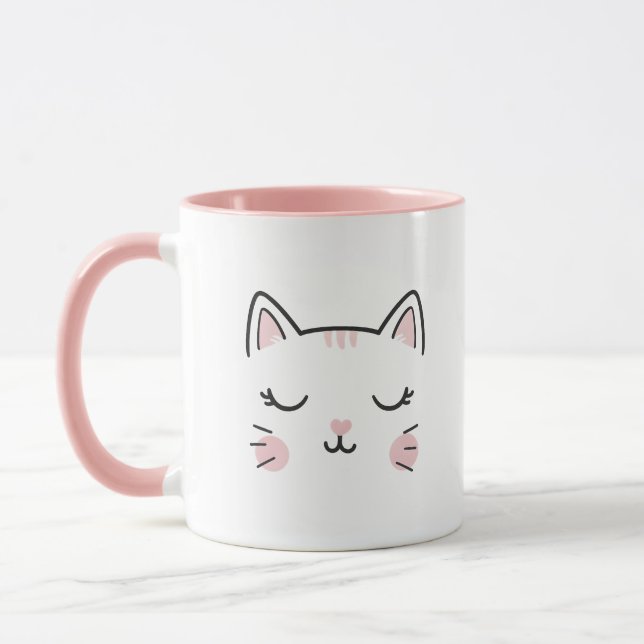 Cute Cat Sleeping Face Coffee Mug (Left)