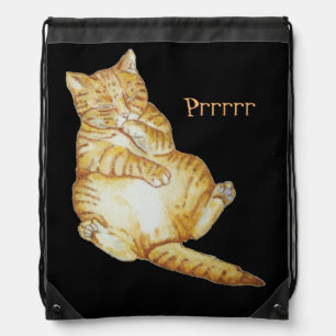 cute cat sleeping ginger kitten art design drawstring bag