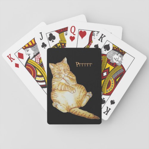 cute cat sleeping ginger kitten art design poker cards