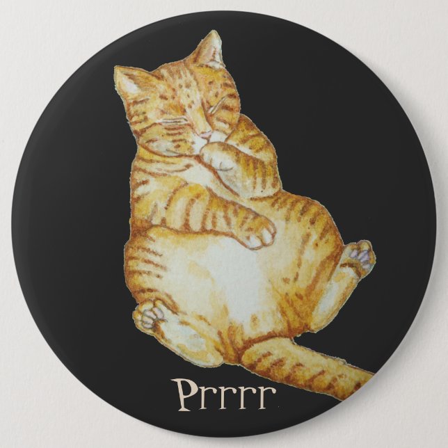 cute cat sleeping ginger kitten  button (Front)
