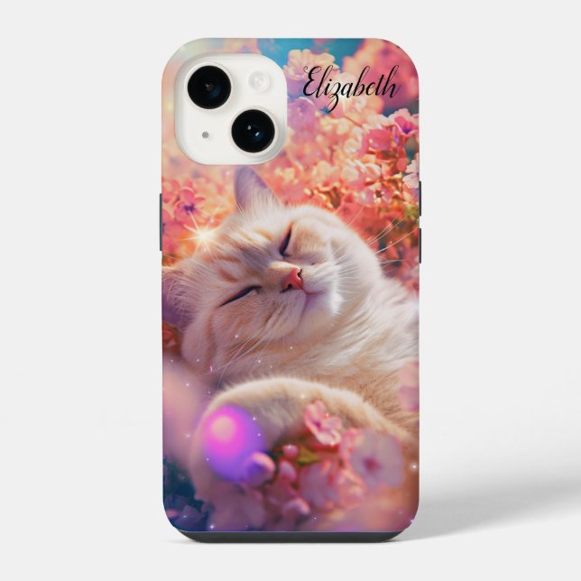 Cute cat sleeping  iphone case (Back)