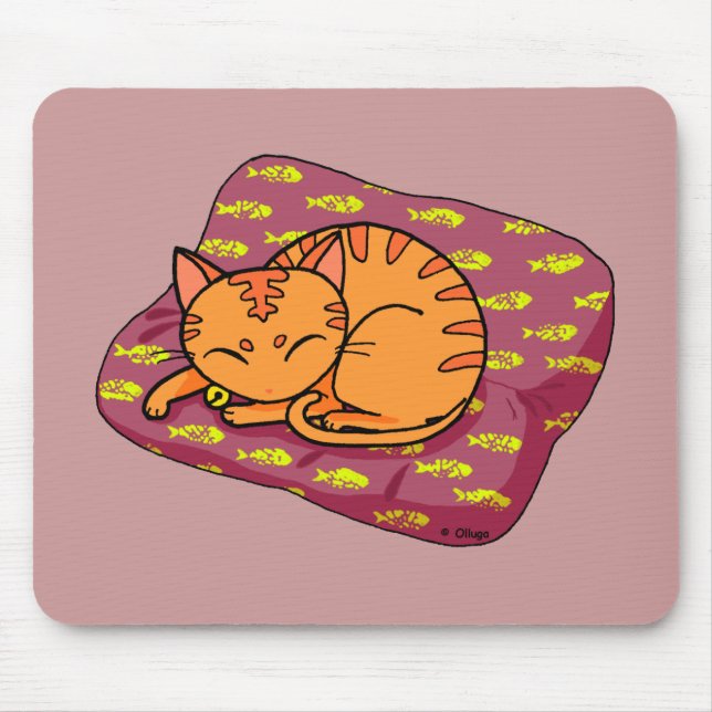 Cute cat sleeping mouse pad (Front)