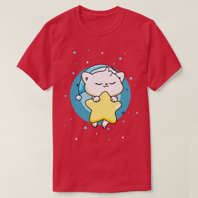 Cute Cat Sleeping Pyjama Sleep Kitty Kids  T-Shirt (Design Front)