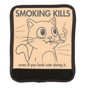 Cute Cat -Smoking Kills Funny Anti-Smoking Design Luggage Handle Wrap