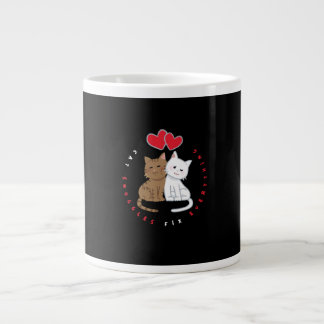 Cute Cat Snuggle Love Illustration  Giant Coffee Mug