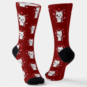 Cute Cat Socks with Hearts – Cat Lovers Gift