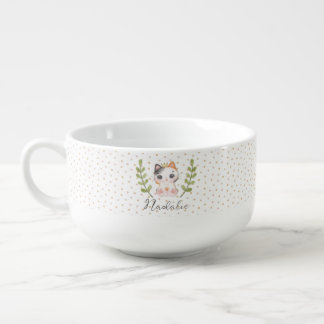 Cute Cat Soft Gender Neutral Dotted Child Baby Soup Mug