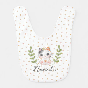 Cute Cat Soft Gender Neutral Dotted Child Nursery Baby Bib