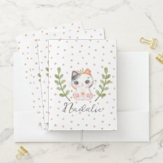 Cute Cat Soft Gender Neutral Dotted Child School Pocket Folder