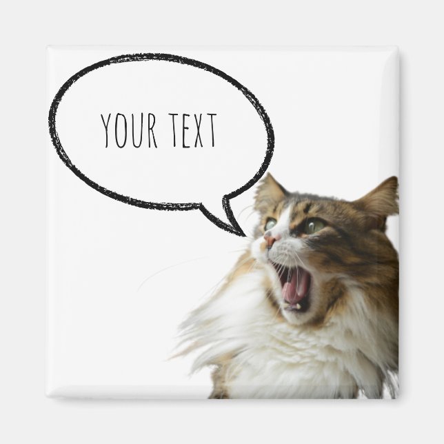cute cat +speech bubble magnet (Front)