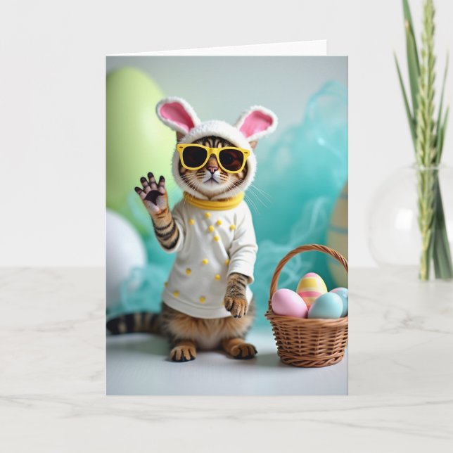 Cute Cat Spring Celebration Card (Front)
