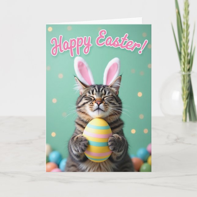 Cute Cat Springtime Celebration Card (Front)