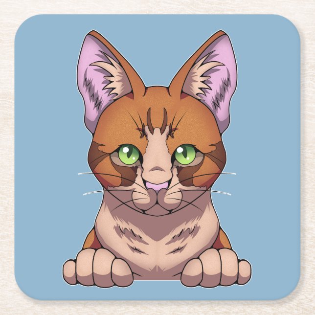 Cute Cat Square Paper Coaster (Front)