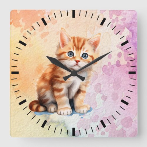Cute Cat  Square Wall Clock
