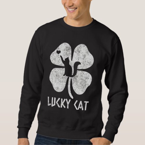 Cute Cat St Patricks Day C Lucky Cat Mom Shamrock  Sweatshirt