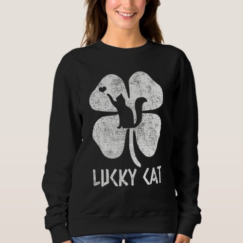 Cute Cat St Patricks Day C Lucky Cat Mom Shamrock  Sweatshirt