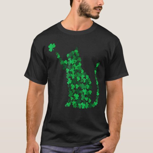 Cute Cat St Patricks Day C Lucky Cat Mom Shamrock  T_Shirt