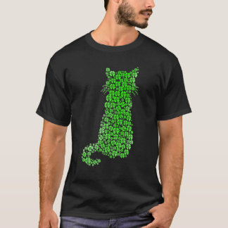 Cute Cat St Patricks Day Clover Lucky Cat Mom Sham T-Shirt