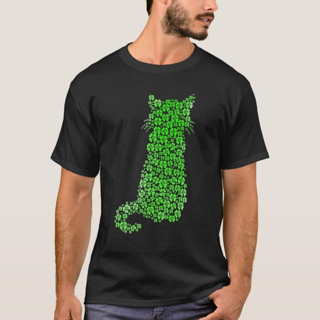 Cute Cat St Patricks Day Clover Lucky Cat Mom Sham T-Shirt (Front)