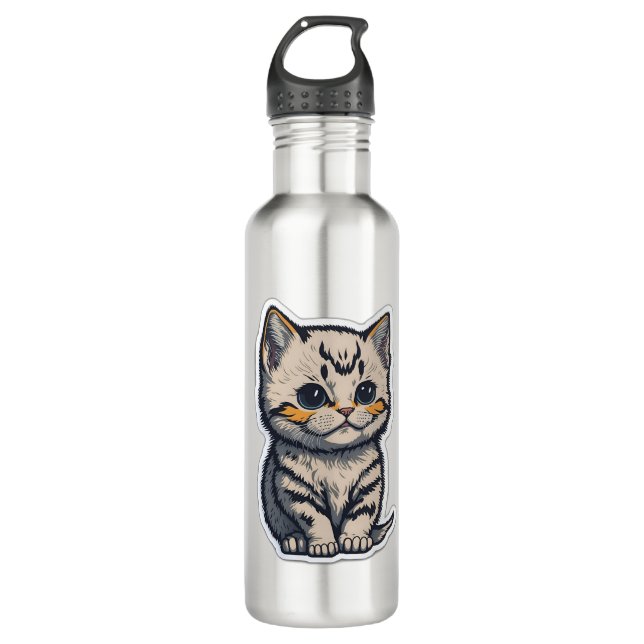 cute cat stainless steel water bottle (Front)