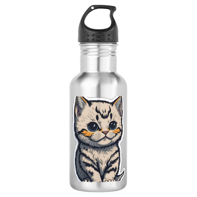 cute cat stainless steel water bottle (Front)
