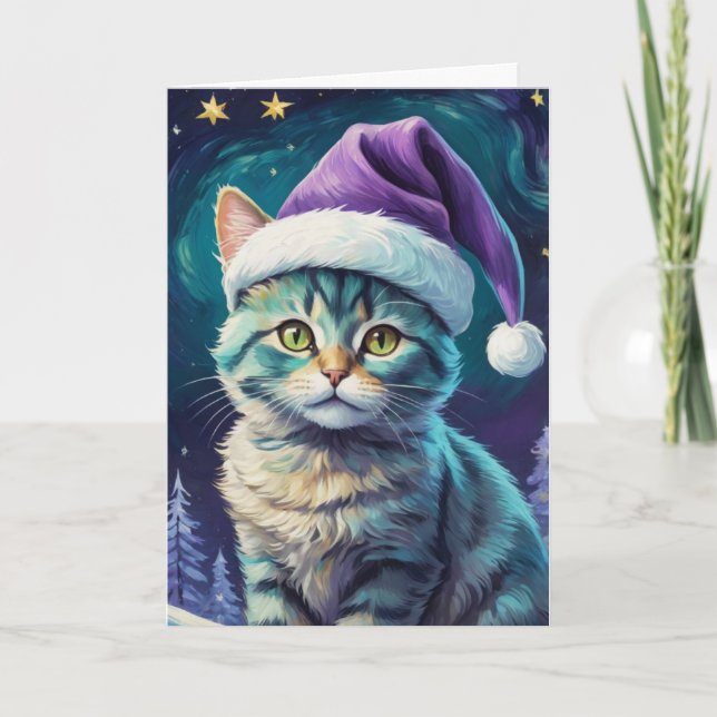 Cute Cat Starry Night Card - Customize (Front)