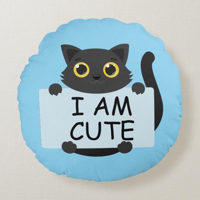 Cute Cat Statement Round Pillow (Front)