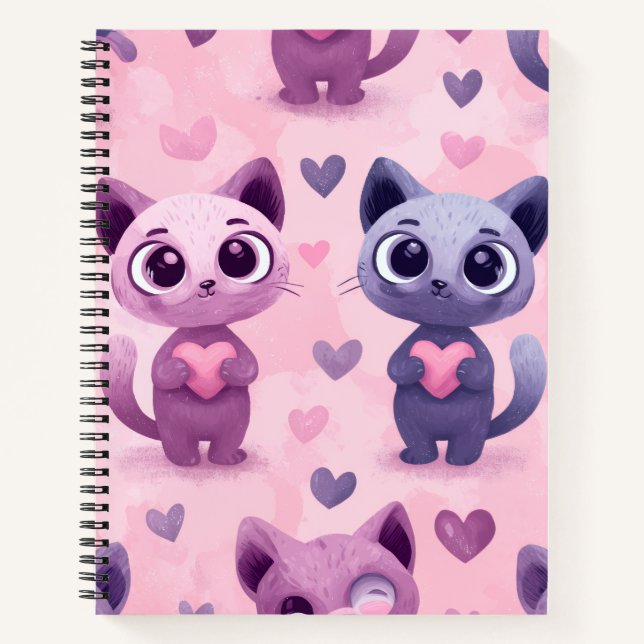Cute Cat Stationery Kawaii Cat Design Adorable  Notebook (Front)