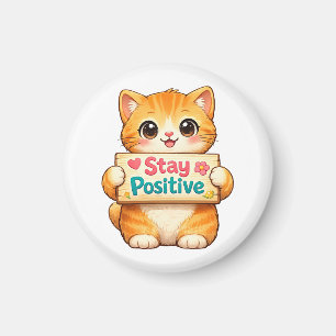 Cute Cat Stay Positive Cheerful Mood Magnet