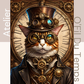 Cute Cat Steampunk with Hat 13X19 Tissue Paper