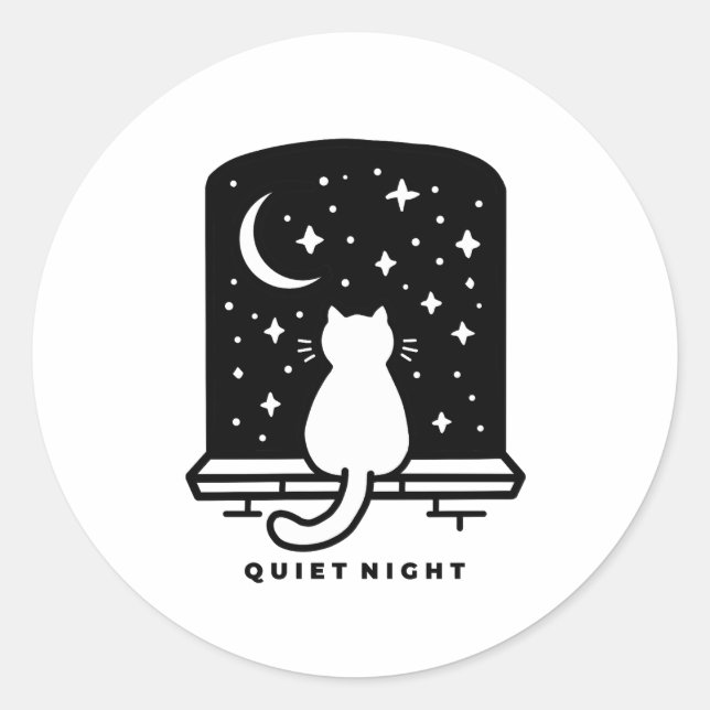 Cute Cat Sticker Kawaii Minimal Design (Front)