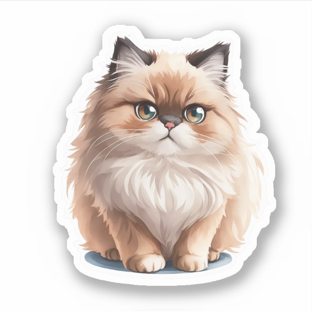 Cute Cat Sticker of a Himalayan Cat Clipart (Front)