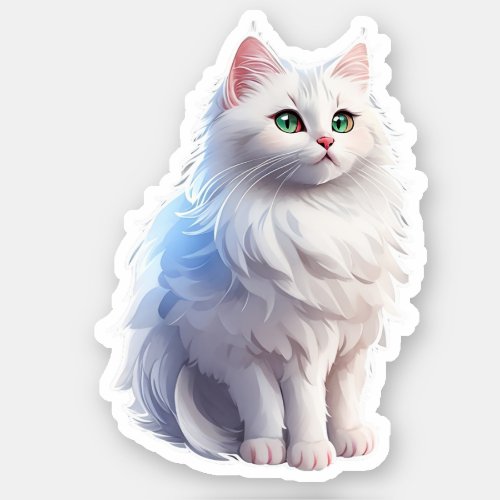 Cute Cat Sticker of a Turkish Angora Cat Clipart