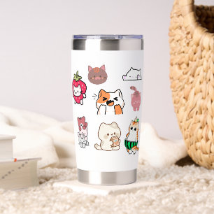 Cute Cat Stickers – Kitty Sticker Collection Insulated Tumbler