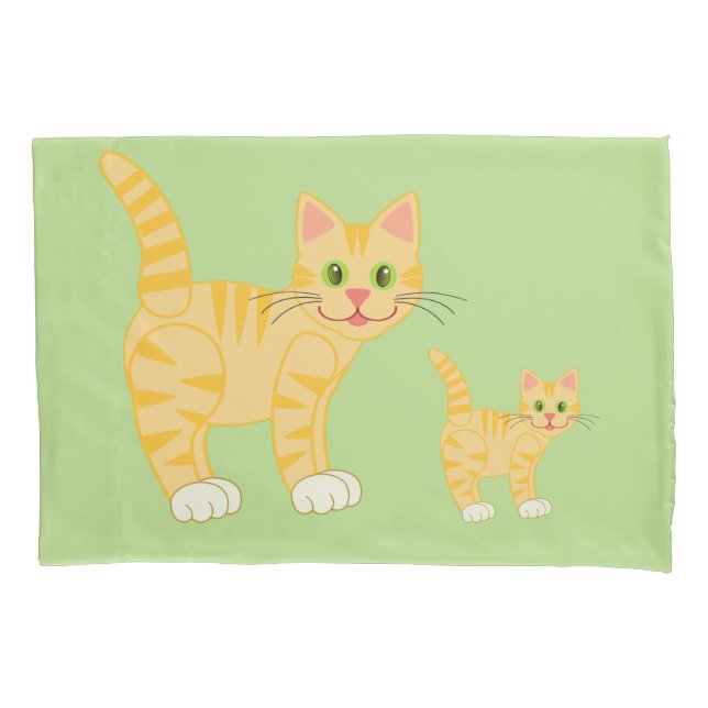 Cute Cat Striped Kitty Animals Kids Custom Color Pillowcase (Front)
