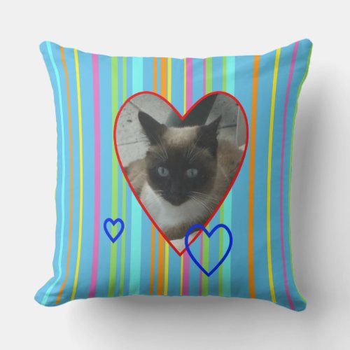 Cute Cat Stripes Pattern Throw Pillow