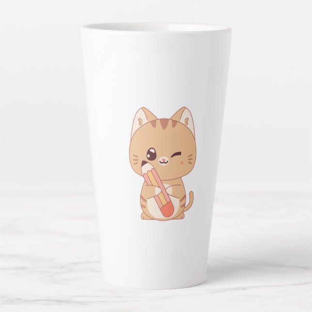 cute cat student | cat lovers design  latte mug (Front)