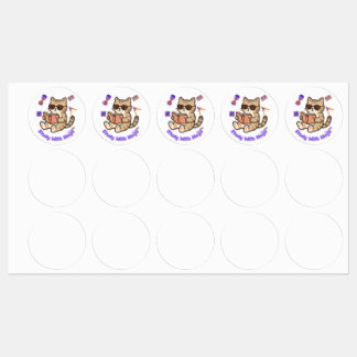 Cute cat studying with sunglasses funny labels