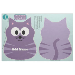 Cute Cat Stuffed Animal Sewing Pattern Custom Name Fabric