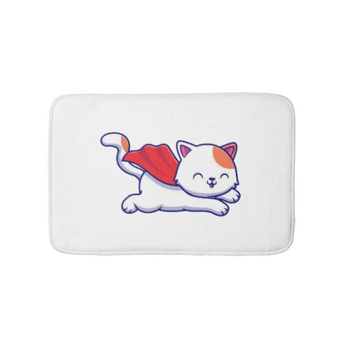 Cute cat super hero flying bath mat
