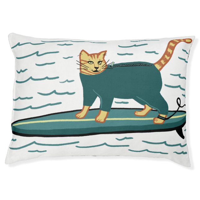 Cute Cat Surfing Pet Bed (Front)