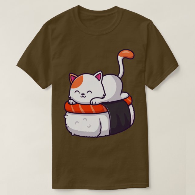 Cute Cat Sushi Salmon 1 T-Shirt (Design Front)