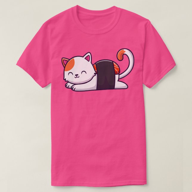 Cute Cat Sushi Salmon T-Shirt (Design Front)