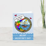 Cute Cat Sweet Adventure Sailboat Valentine Holiday Card